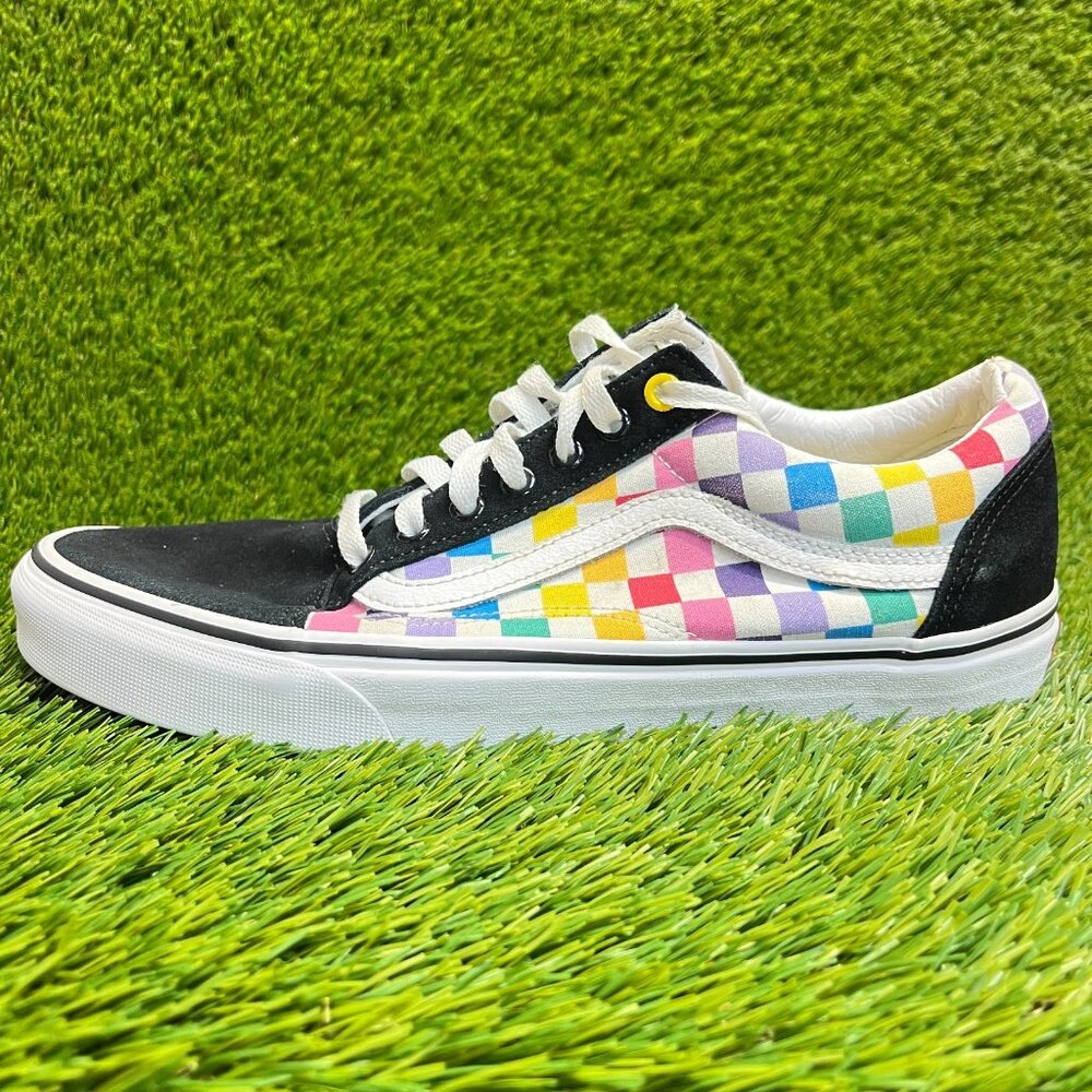 Vans Old Skool Primary Check Mens Size 10.5 Black White Walking Shoes Sneakers - Picture 4 of 11